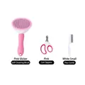 3-teiliges Haustierpflege-Set mit selbstreinigender Bürste, Nagelknipser und Flohkamm - Rosa selbstreinigende Bürste + Flohkamm + Einloch-Knipser / Dreiteiliges Set