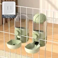 Distributeur automatique d'eau et de nourriture suspendu pour animaux avec 2 autocollants - Set Distributeur Nourriture et Eau / Vert