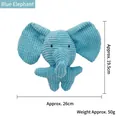Jouet en peluche éléphant en velours côtelé bleu durable pour chien avec sifflet interne - Motif Éléphant Bleu