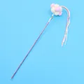 Interactive cat teaser wand with pink glitter stick, bell and colorful pom-poms - Tassel Style / Pink