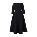 Elegant black A-line midi dress with 3/4 sleeves and round neck for formal events - S / Dresses / Black