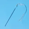 Interactive sparkly blue fairy cat wand toy with bell and long ribbon for pet cats - Plush Ball Ribbon Style / Blue
