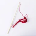 Interactive wooden cat teaser wand with red plush bird toy and bell. - Bird Style / Independent OPP Packaging / Red