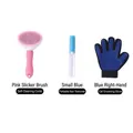 Komplettes Haustierpflege-Set mit Selbstreinigungsbürste, Fusselroller und Handschuh - Rosa Selbstreinigende Bürste + Blauer Fusselroller + Blauer Pflegehandschuh / Rosa