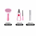Professionelles Haustierpflegeset mit selbstreinigender Bürste und Schere - Rosa Selbstreinigende Bürste + Kleiner Gerader Kamm + Nagelknipser-Set / Rosa