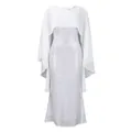 Elegant white chiffon cape with silver sequined bodycon maxi dress for evening parties - S / Dresses / White