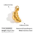 Dimensioni e peso dettagliati del ciondolo a forma di croissant in acciaio inossidabile - Forma di Croissant Ciondolo Solo (Senza Catena) (YYAC2608002) / 1.84x0.84cm / Oro