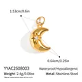 Specifiche dettagliate che mostrano peso e dimensioni del ciondolo a forma di luna d'oro. - Mezzaluna con Stella Ciondolo Solo (Senza Catena) (YYAC2608003) / 1.53x0.64cm / Oro