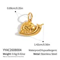 Dimensioni e peso dettagliati del ciondolo a forma di lumaca dorata in acciaio inossidabile. - Forma di Lumaca Ciondolo Solo (Senza Catena) (YYAC2608004) / 0.89x1.42cm / Oro