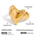 Chunky heart-shaped stainless steel ring with golden finish and specific dimensions - Bountiful Heart Polished Style (JDR0312001) / Gold