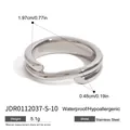Minimalist silver stainless steel open ring for women with dimensions - Size 10 (1.97cm) / Open Wrap Style (JDR0112037-S-10) / Silver