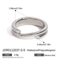 Polished silver double layer stainless steel ring for women with minimalist design - Size 9 (1.89cm) / Double Loop Stacking Style (JDR0112037-S-9) / Silver