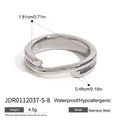 Minimalist silver stainless steel overlapping band ring for women showing size specs - Size 8 (1.81cm) / Open Overlap Style (JDR0112037-S-8) / Silver