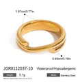 Gold-plated stainless steel overlapping ring with 1.97cm diameter dimension - Size 10 (1.97cm) / Cross Wrap Style (JDR0112037-10) / Gold