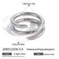 Minimalist silver spiral stainless steel ring for women, waterproof and hypoallergenic - Size 9 (1.90cm) / Spiral Shape Style (JDR0112036-S-9) / Silver