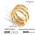 Golden stainless steel spiral ring for women with hypoallergenic waterproof properties. - Size 9 (1.90cm) / Multi-Layer Spiral Style (JDR0112035-9) / Gold