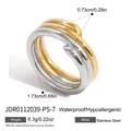 Two-tone gold and silver stainless steel wrap ring with detailed measurement display - Size 7 (1.73cm) / Two-Tone Cross Wrap Style (JDR0112039-PS-7) / Gold and Silver Two-tone