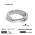 Elegant silver stainless steel ring with detailed size and weight specifications displayed - Size 7 (1.73cm) / Wave Open Style (JDR0112037-S-7) / Silver