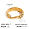 Gold stainless steel wrap ring for women, 1.73cm diameter, waterproof jewelry - Size 7 / Open Ring Overlapping Style (JDR0112037) / Gold