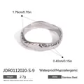 Polished stainless steel wavy textured ring with dimension and weight specifications - Size 9 / Irregular Ripple Texture Style (JDR0112020) / Bright Silver