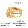Gold-plated stainless steel multi-band ring with leaf pattern and crystal accent - Size 7 / Multi-Layer Leaf Inlaid Crystal Style (JDR0211016) / Gold