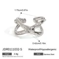 Silver stainless steel irregular crossover ring with detailed size and 3.9g weight - Irregular Cross Lava Style (JDR0111032) / Silver