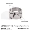 Chunky stainless steel ring for women with unique liquid melted texture design - Lava Irregular Texture Style (JDR0111014-S-9) / Silver