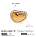Elegant wavy dual-tone titanium steel ring for women in polished gold and silver - Irregular Wave Shaped Style (JDR0111006-PS-7) / Gold and Silver Two-tone