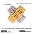 Two-tone gold and silver stainless steel interlocking ring with dimensions - Two-Tone Woven Overlapping Style (JDR2409040-PS) / Gold and Silver Two-tone