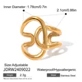 Gold stainless steel multi-layered open ring with adjustable sizing and waterproof finish - Multi-Layer Interwoven Open Style (JDRW2409022) / Gold