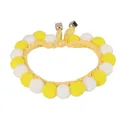 Yellow and white pompom knitted pet collar for cats and small dogs on white background - Fur Ball Style / XS (15-20cm)