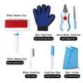 Komplettes Haustierpflege-Set mit Handschuh, Krallenschere, Flohkamm und Katzenwaschbeutel - Katzenpflege-Set der 1. Generation, 7-teilig, Blau