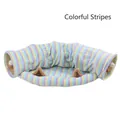 Letto a tunnel pieghevole per gatti con strisce colorate e orecchie di peluche per gatti - Semicerchio Stile