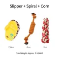 Set of 3 durable rope dog chew toys featuring slipper, spiral and corn shapes for teeth cleaning - Slipper + Thread + Corn / Three-Piece Set