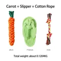 Set of 3 dog rope chew toys: carrot, slipper, and knot rope for small dogs - Carrot + Slipper + Cotton Rope / Three-Piece Set