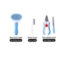 Haustier-Pflegeset mit selbstreinigender Bürste, Flohkamm und Nagelknipser-Set in Blau und Weiß - Blaue selbstreinigende Bürste + Handschuh + Flohkamm