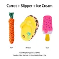 Dog toy set of 3 including carrot rope, plush slipper and pink TPR ice cream - Carrot + Slipper + Ice Cream / Three-Piece Set