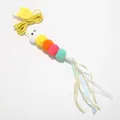Interactive colorful plush caterpillar cat teaser toy with elastic cord and ribbons - Colorful Ribbon Worm Style
