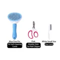 Haustier-Pflegeset mit selbstreinigender Bürste, Nagelknipser und Flohkamm für Katzen - Selbstreinigende Bürste Blau + Flohkamm + Doppeloch Katzenknipser / Blau