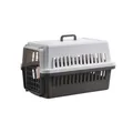 Tragbare grau-weiße Transportbox für Haustiere mit Metallgittertür für sichere Reisen. - Braun / Für Haustiere bis 6kg (Ohne Matte)