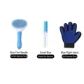 Blaues Fellpflege-Set für Haustiere mit Selbstreinigungsbürste, Fusselroller und Handschuh - Selbstreinigende Bürste Blau + Fusselentferner + Pflegehandschuh / Blau
