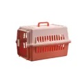Portable pet carrier with breathable side vents and metal door in pink and orange - Orange / Fits within 6kg Pets (No Pad)