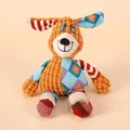 Colorful patchwork plush dog toy for pets with textured fabrics and squeaky feature - Splicing Flower Dog(duck-qq) / Single Set in OPP Bag / Orange Patchwork