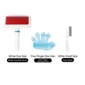Professionelles 3-teiliges Haustierpflege-Set mit Zupfbürste, Waschhandschuh und Flohkamm - Zupfbürste mit Weißem Griff + Fünf-Finger-Badebürste + Flohkamm (3-teiliges Pflegeset) / Rot Blau Weiß