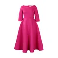 Elegant fuchsia 3/4 sleeve midi flared dress for evening parties and cocktail events - S / Dresses / Rose Red
