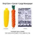3-piece pet dog toy set including TPR corn, woven carrot, and crinkle paper newspaper - Vinyl Corn + Carrot + Large Newspaper / Three-Piece Set