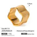 Minimalist wavy multi-layer stainless steel ring in gold finish for women size 6 7 8 - Size 6 / Wave Texture Style (JDR2406014-6) / Gold