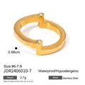 Elegant gold stainless steel bypass ring with cubic zirconia accents, sizes 6 to 8 - Size 7 / Open Double-Diamond Embrace Style (JDR2406010-7) / Gold