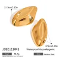 18k gold plated stainless steel irregular organic shaped stud earrings for women - Streamlined Minimalist Style (JDE0112043) / Gold