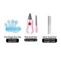 Professionelles Tierpflege-Set inklusive blauer Badebürste, rosa Nagelknipser und Stahlkamm - Badebürste + Nagelknipser-Set + Gerader Kamm (3-teiliges Set) / Blau Rosa